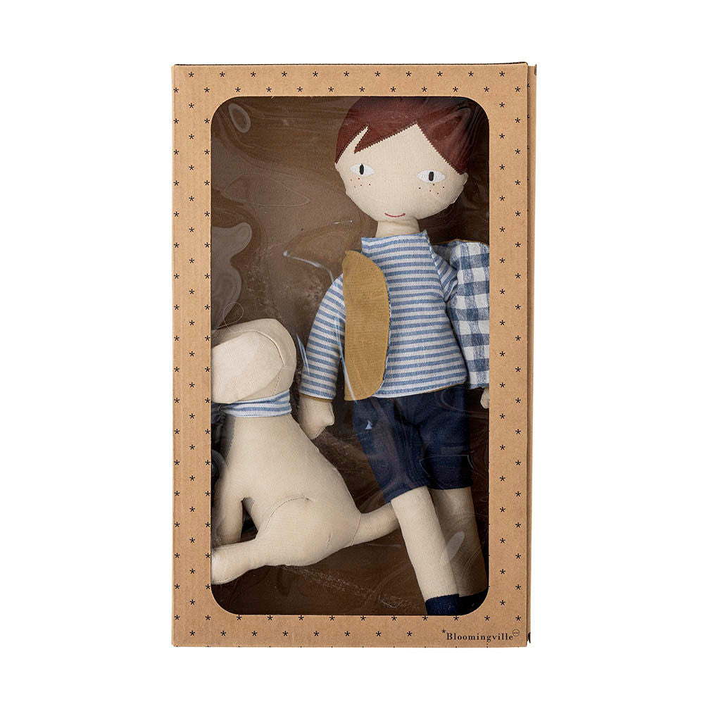 Bloomingville Mini Hilbert Doll, azul, linho