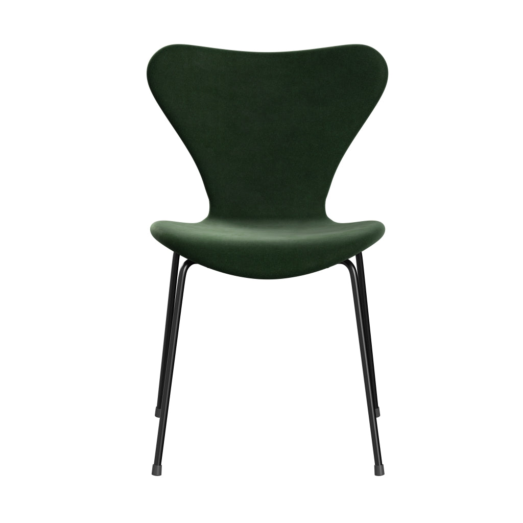 Fritz Hansen 3107 Stol Fuld polstring, sort/Belfast Velvet Forest Green