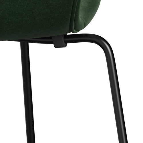 Fritz Hansen 3107 chaise complète en plein air, Black / Belfast Velvet Forest Green