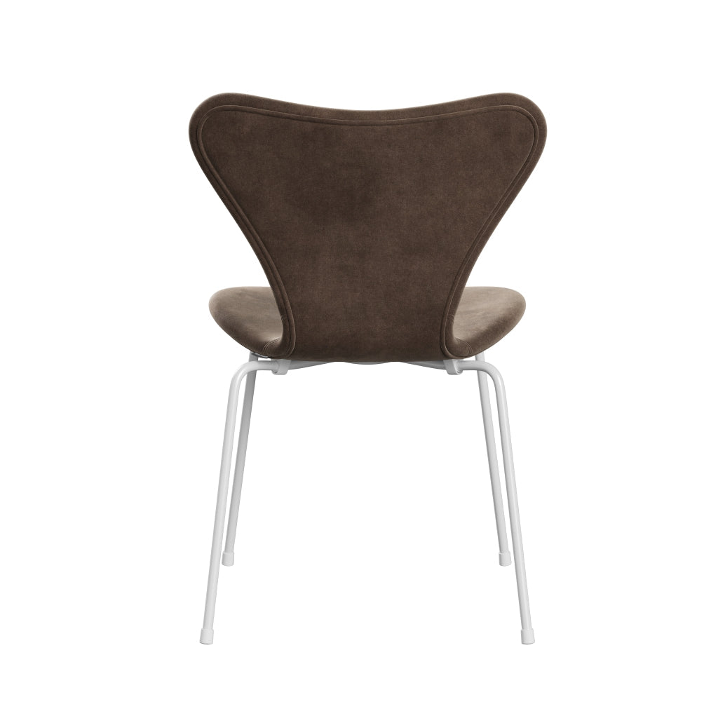 Fritz Hansen 3107 chaise complète complète, brun gris en velours blanc / belfast