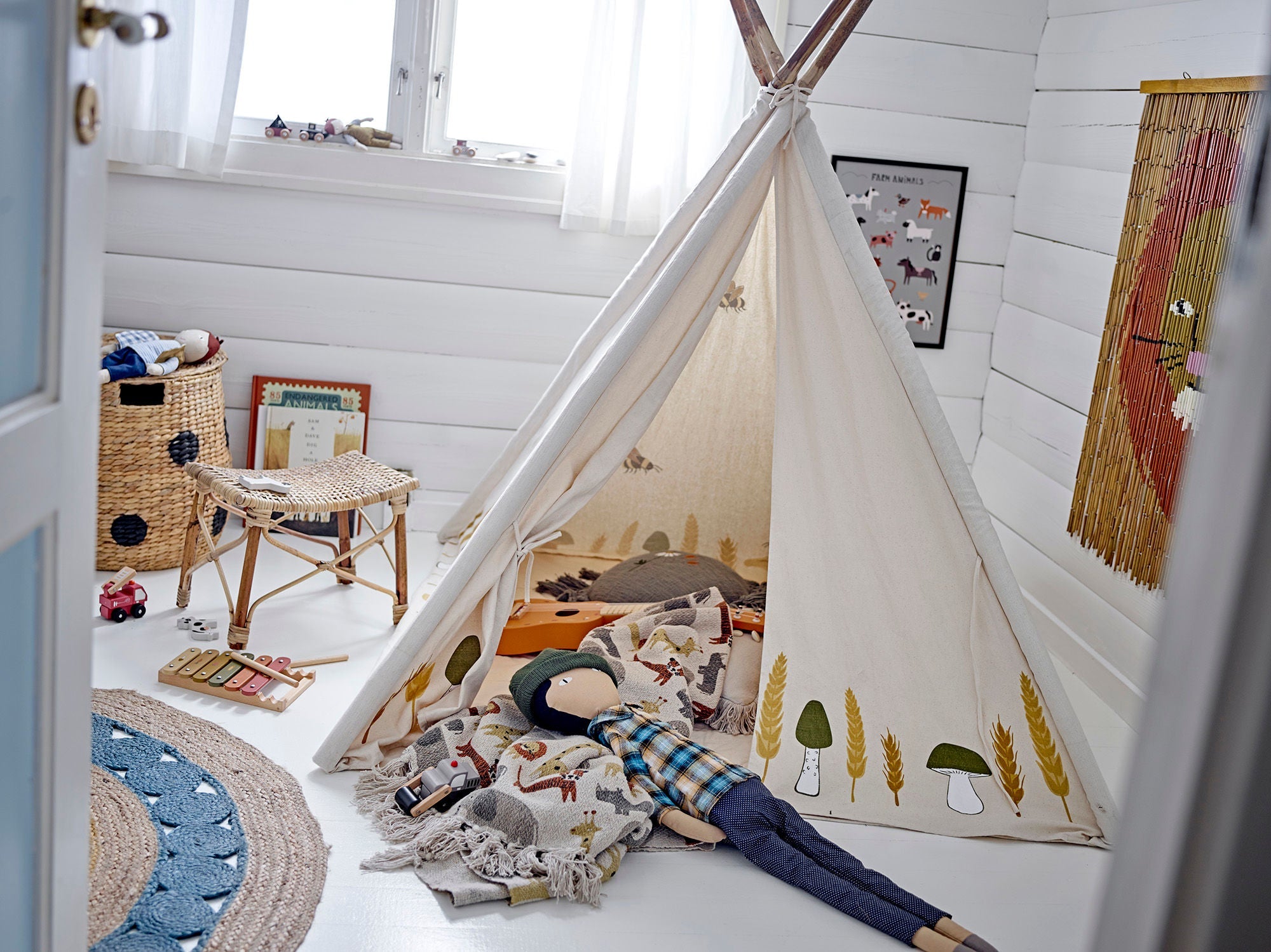 Bloomingville Mini Millo Childrenïs Tipi, natureza, algodão