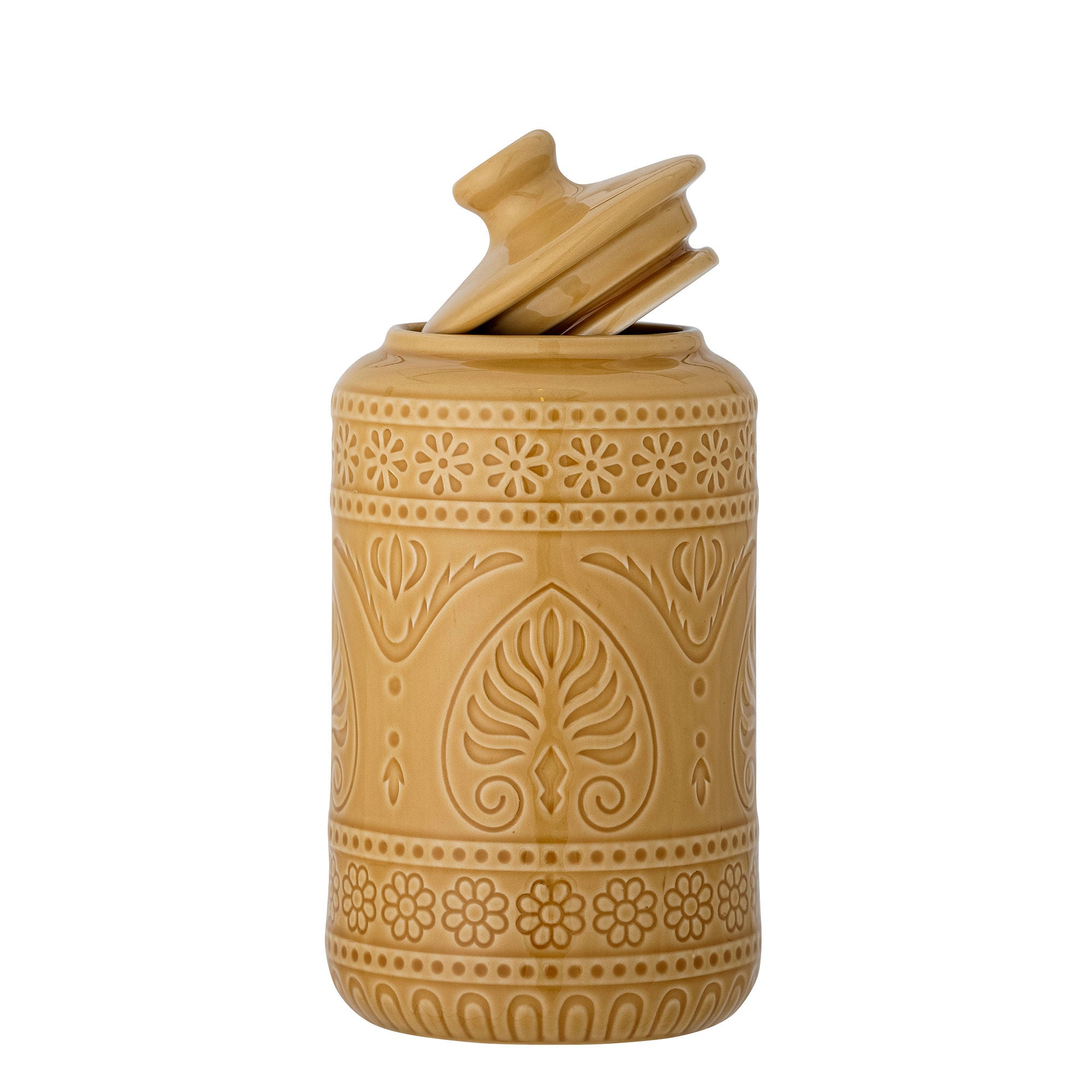 Bloomingville Rani Jar con tapa, amarillo, gres