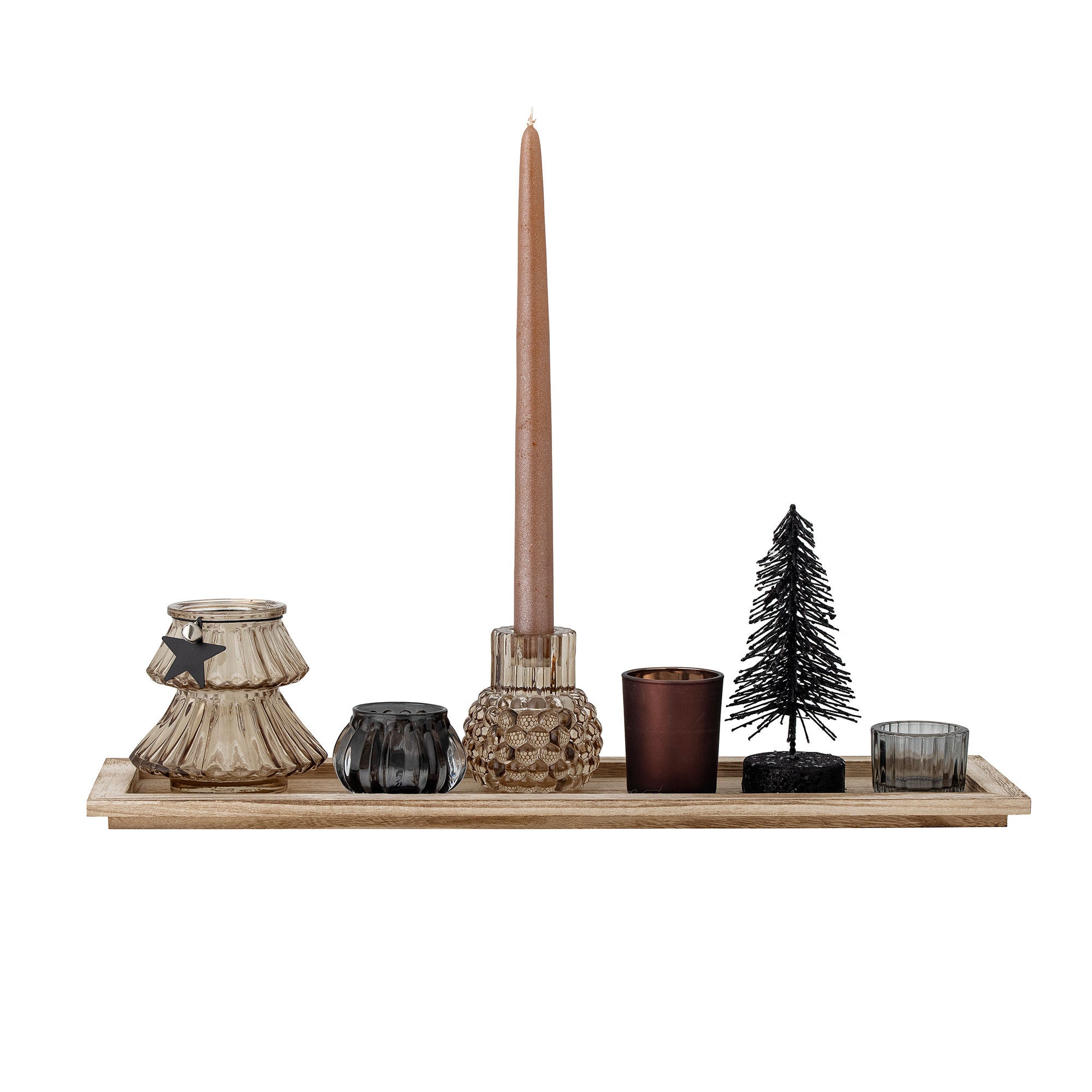 Bloomingville Sanga Tray w/Votive, Brown, Glass