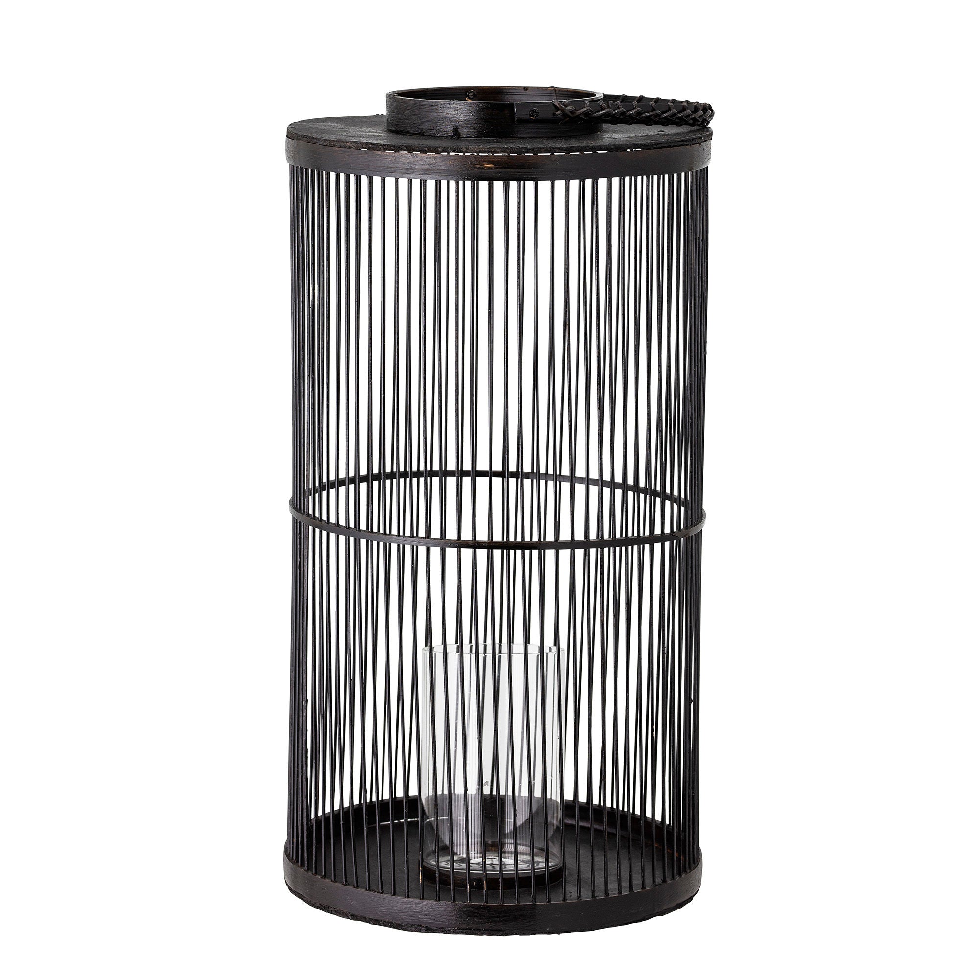 Bloomingville Effie Lantern avec verre, noir, bambou