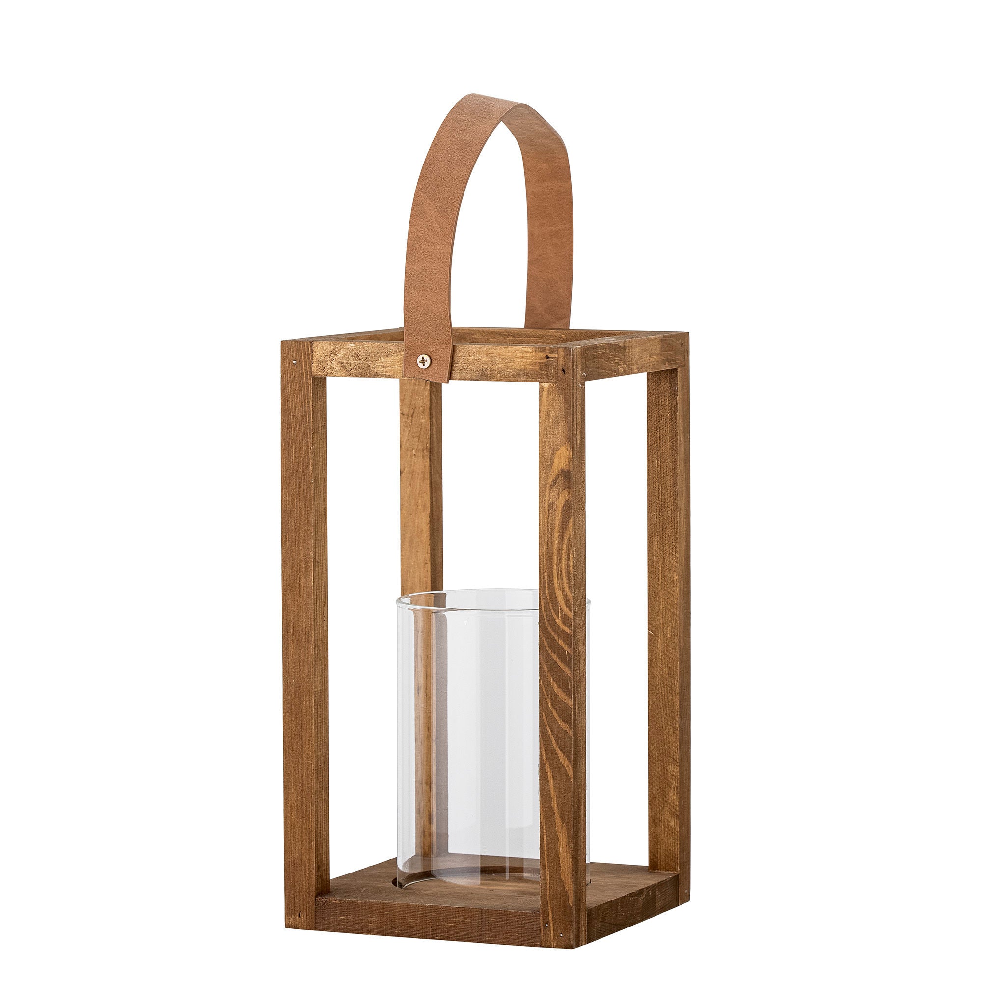 Bloomingville Lyra Lantern W/Glass, Nature, Pine