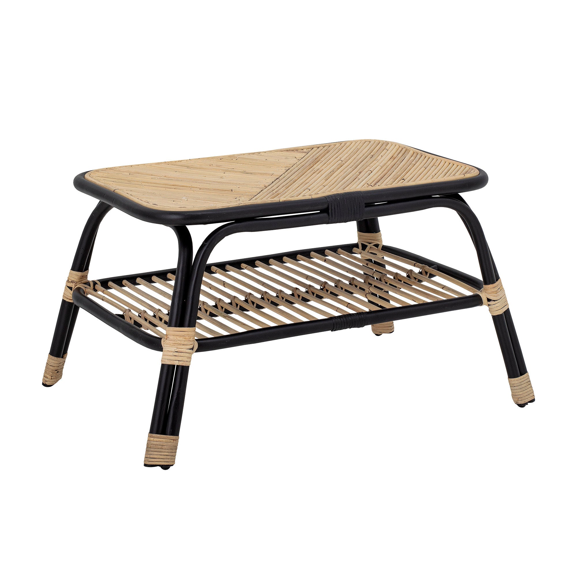 Mesa de café Bloomingville Loue, preto, Rattan