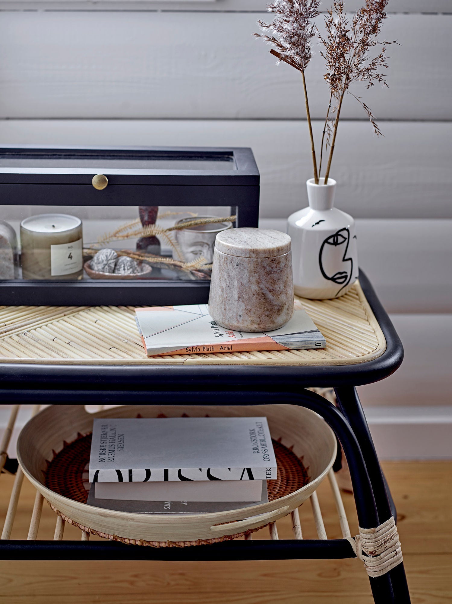 Mesa de café Bloomingville Loue, preto, Rattan