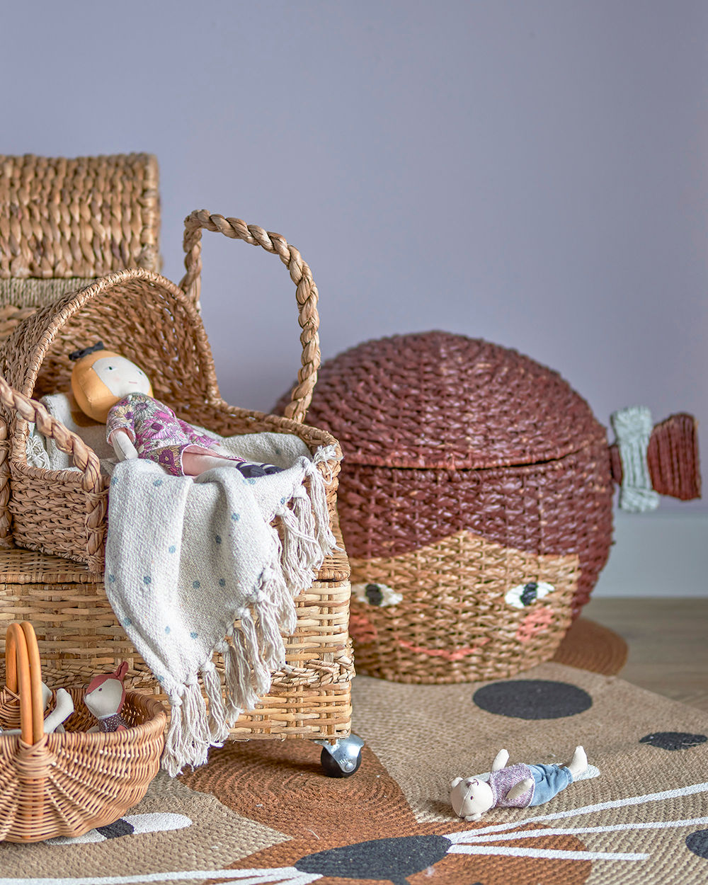 Bloomingville Mini Lill Basket con tapa, Brown, Bankuan Grass