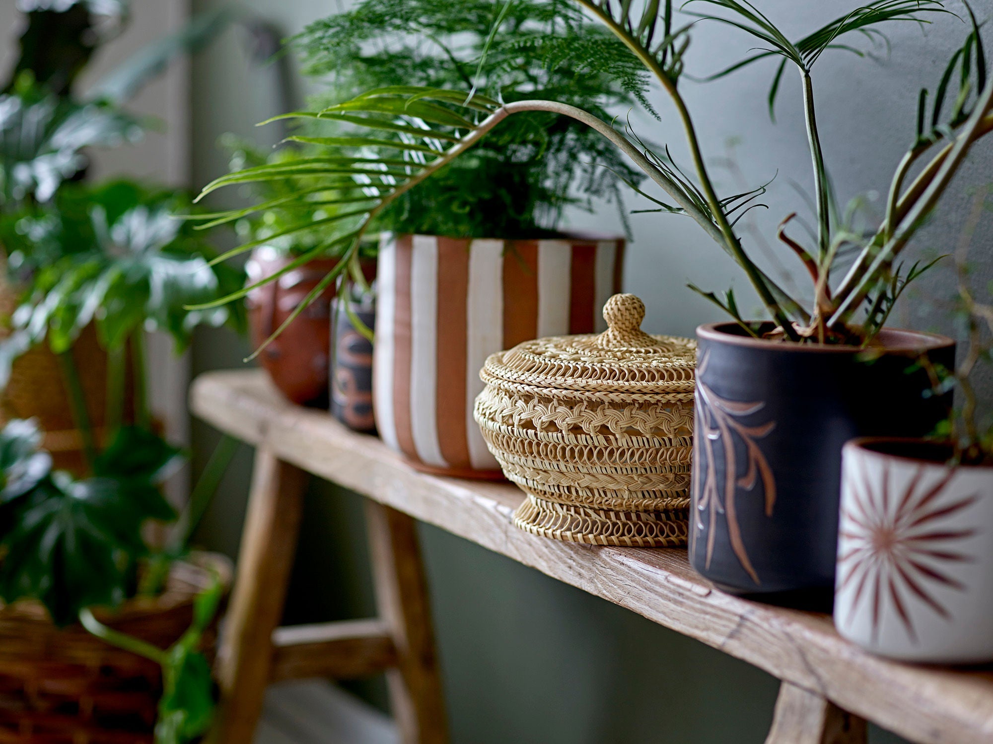 Bloomingville Nil Basket W/Lid, Nature, Rattan