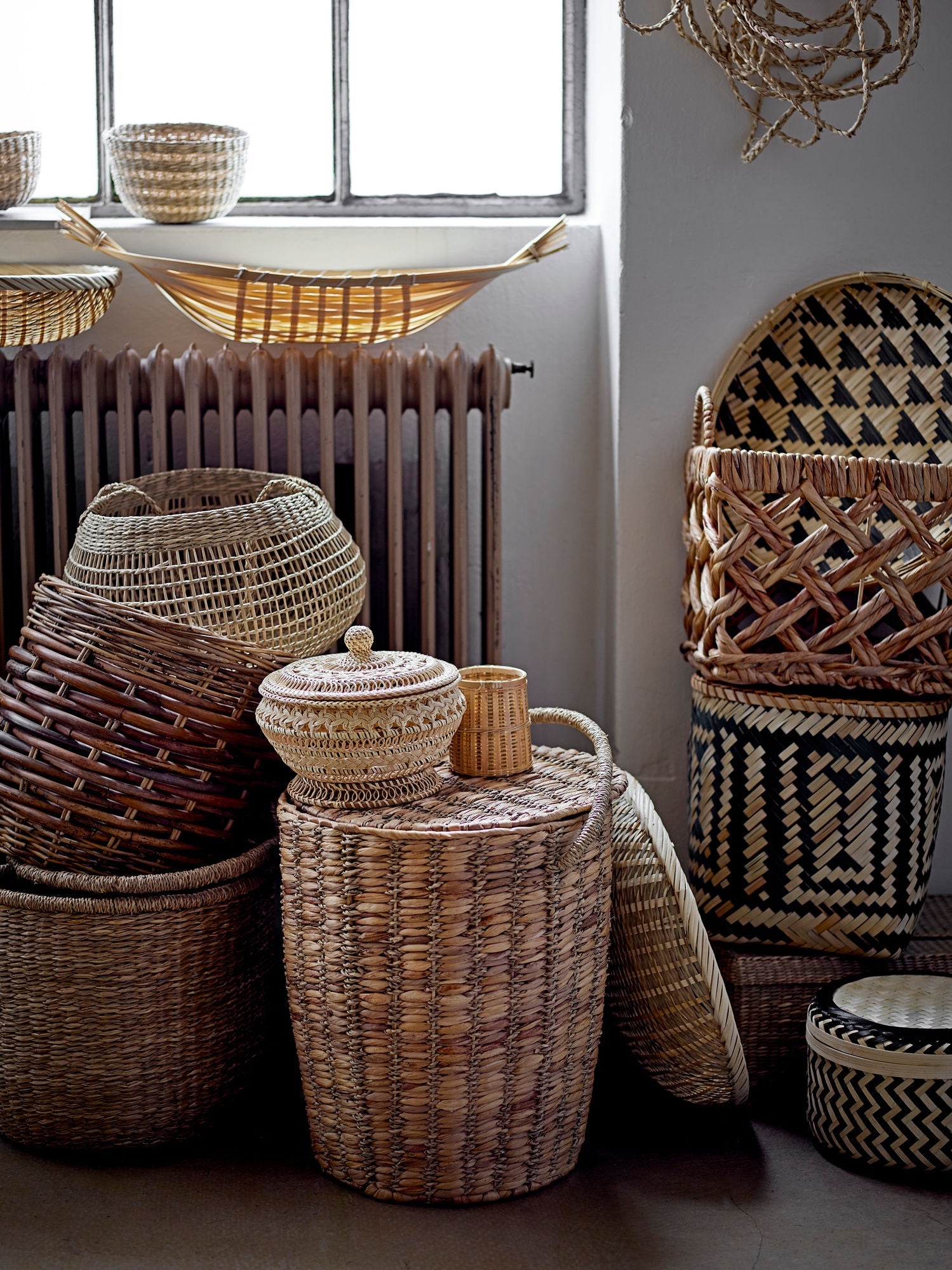 Bloomingville Nil Basket met deksel, natuur, rattan