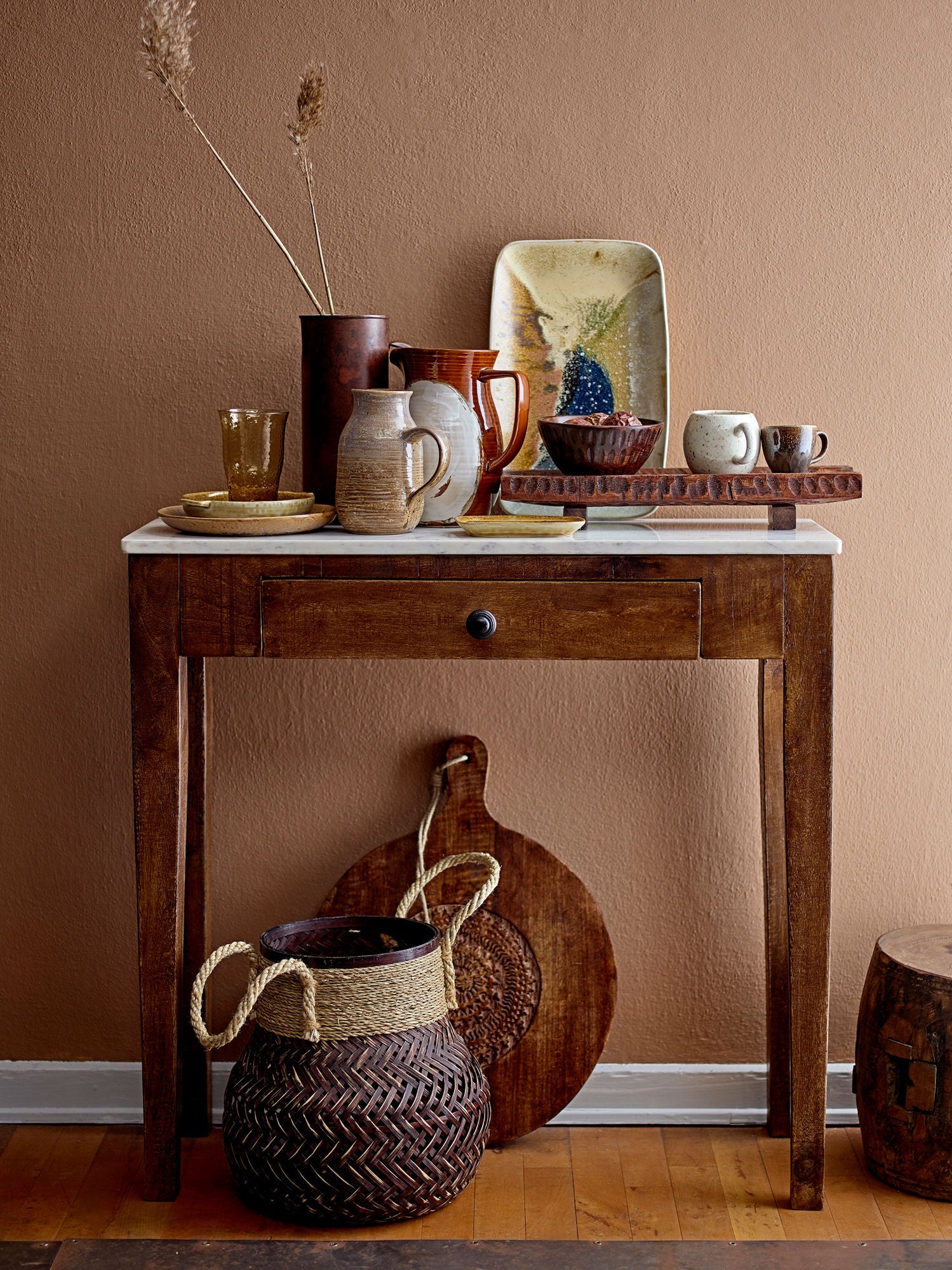 Creative Collection Huuge Console Table, Brown, Marble