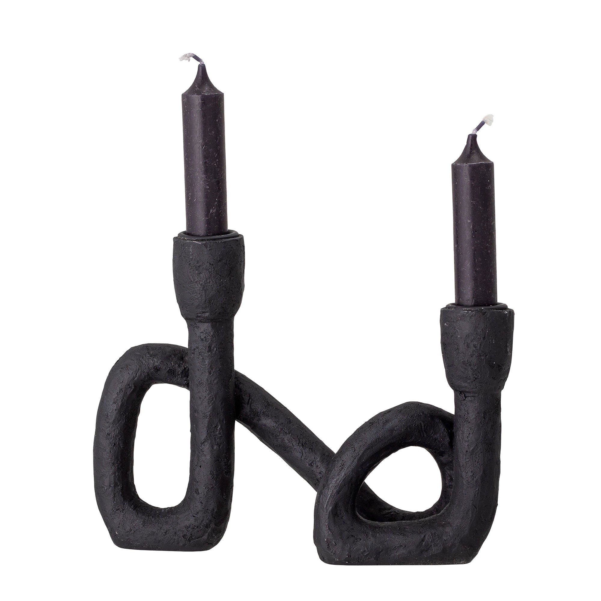 Bloomingville Mashel Candle Holder, Black, Polyresin