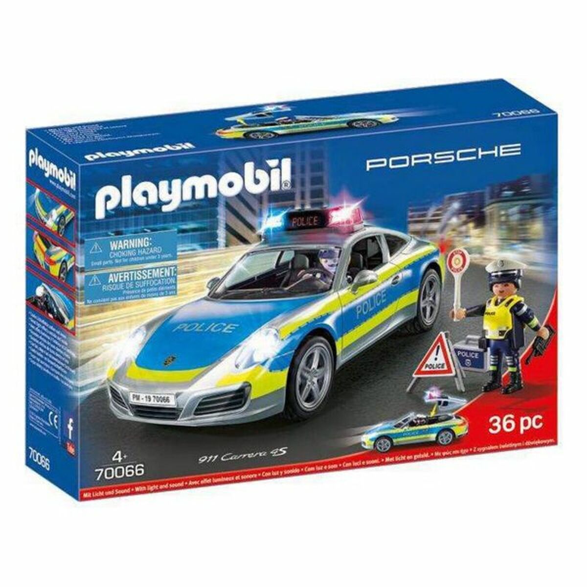 Playset Porsche 911 Carrera 4S Police Playmobil 70066 (36 PCs)