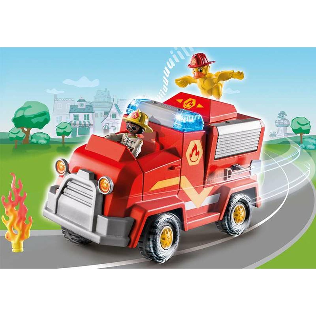 Playset PlaysetMobil Duck en el Departamento de Bomberos de Call Vehículo de emergencia