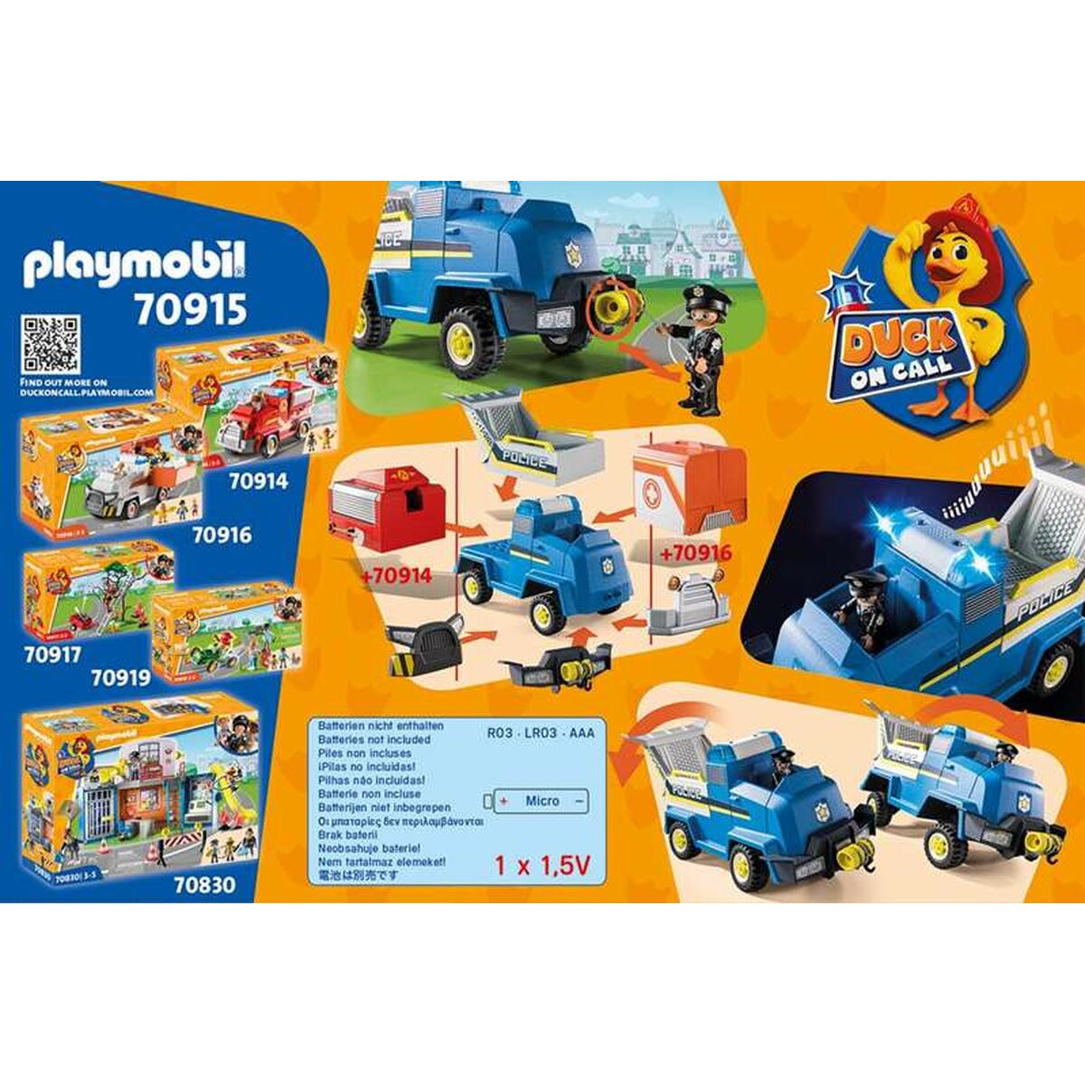 Playset Playmobil Duck en llamado Vehículo de emergencia de la policía