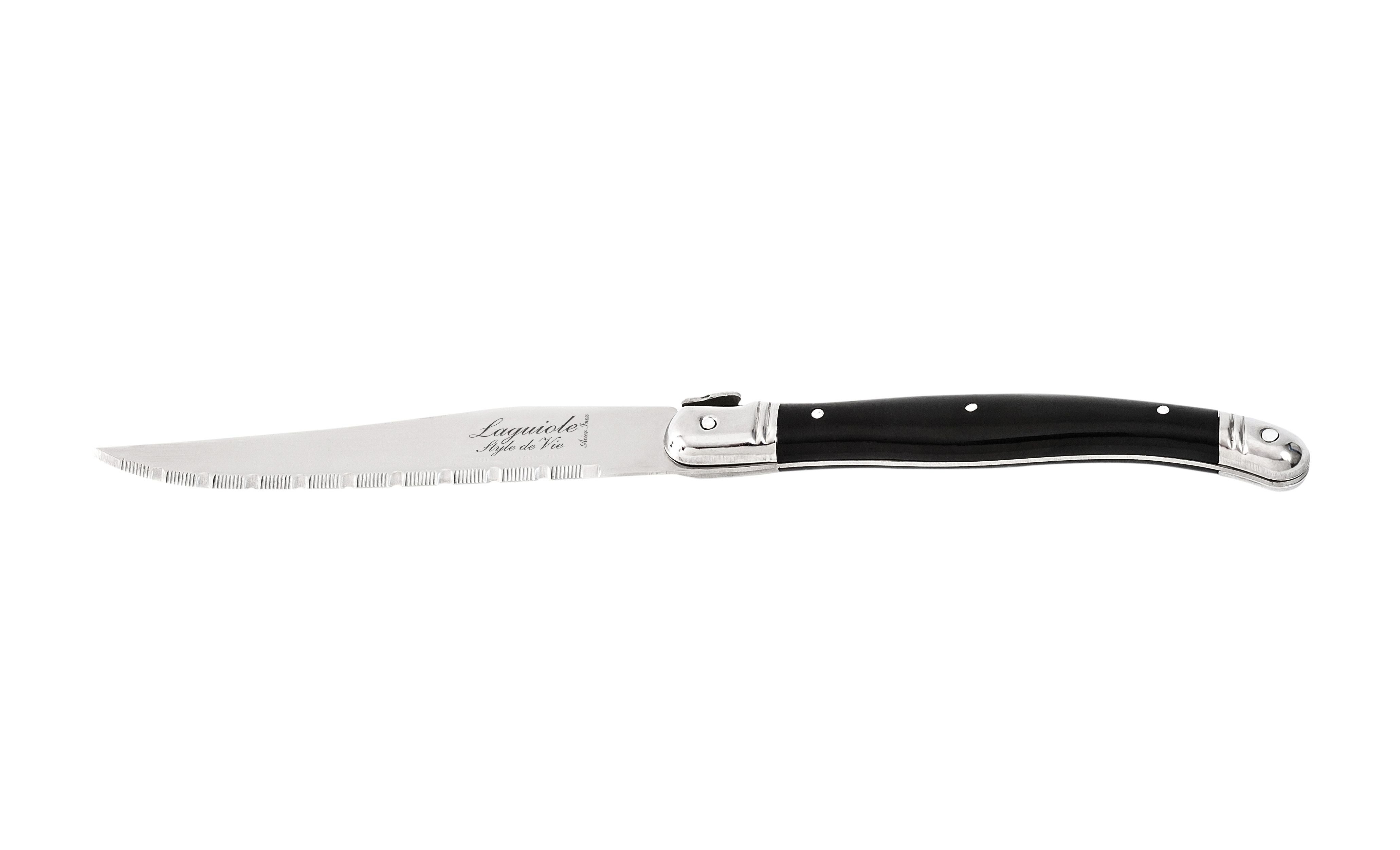 Style de Vie Authentique Laguiole Premium Line Steak Steak Knives Set 6 pièces, noir