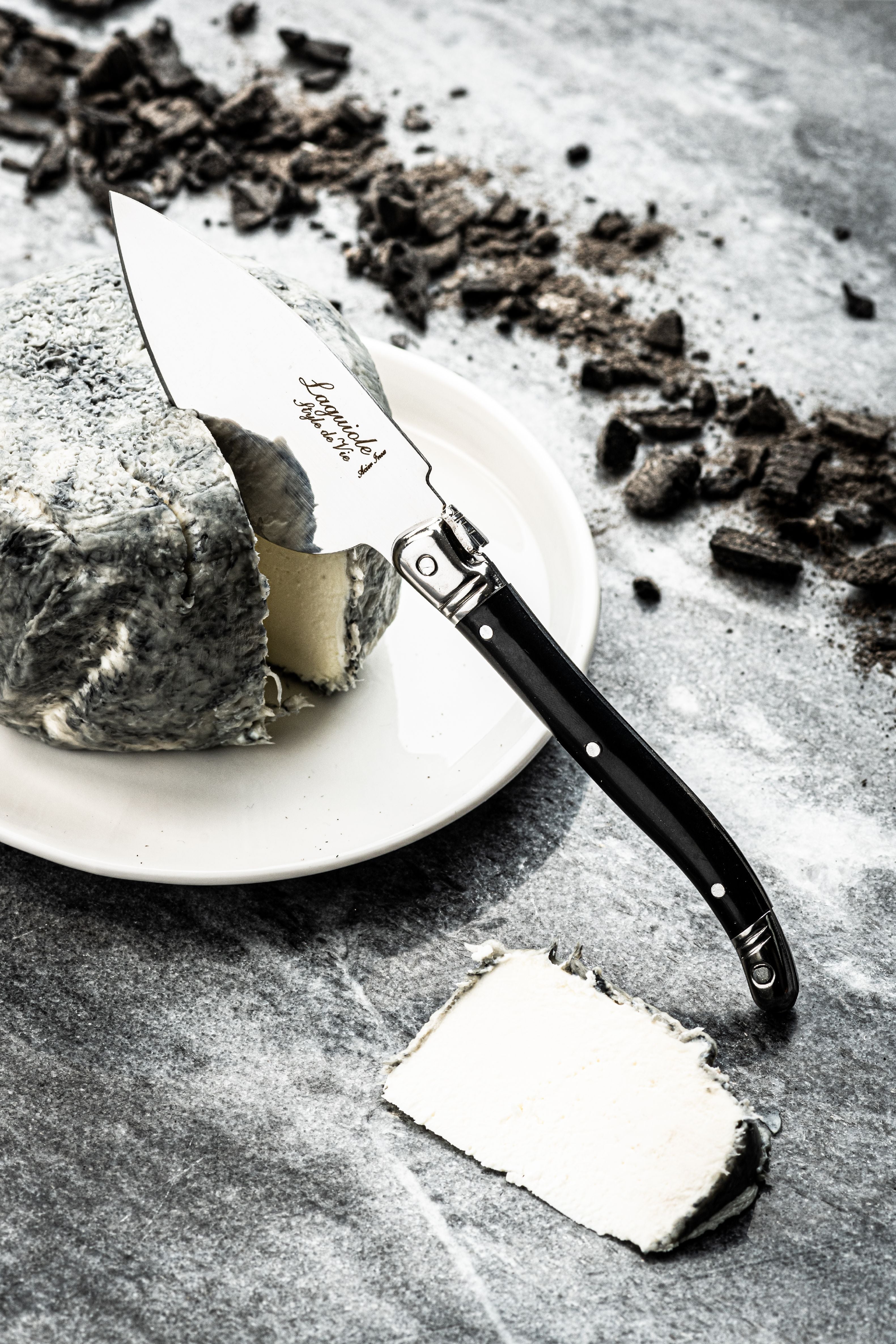 Style de Vie Authentique Laguiole Premium Line Cheese Messer 3 Stück Set, schwarz
