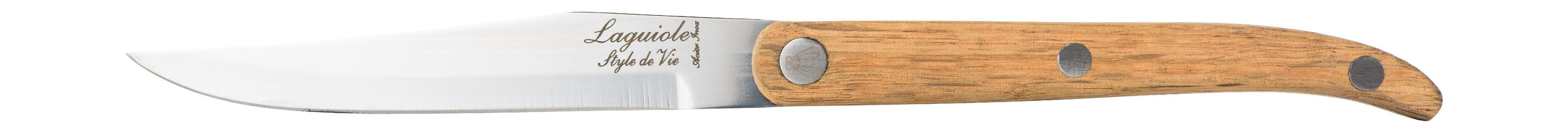 Stil de vie authentique laguiole Innovationslinie Steakmesser 6 Stück Set Eiche Holz, glatte Klinge