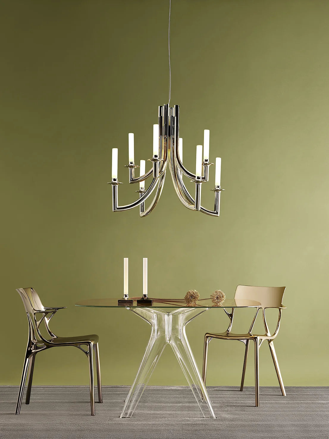 Kartell Sir Gio Tischquadrat, Kristall/Gelb