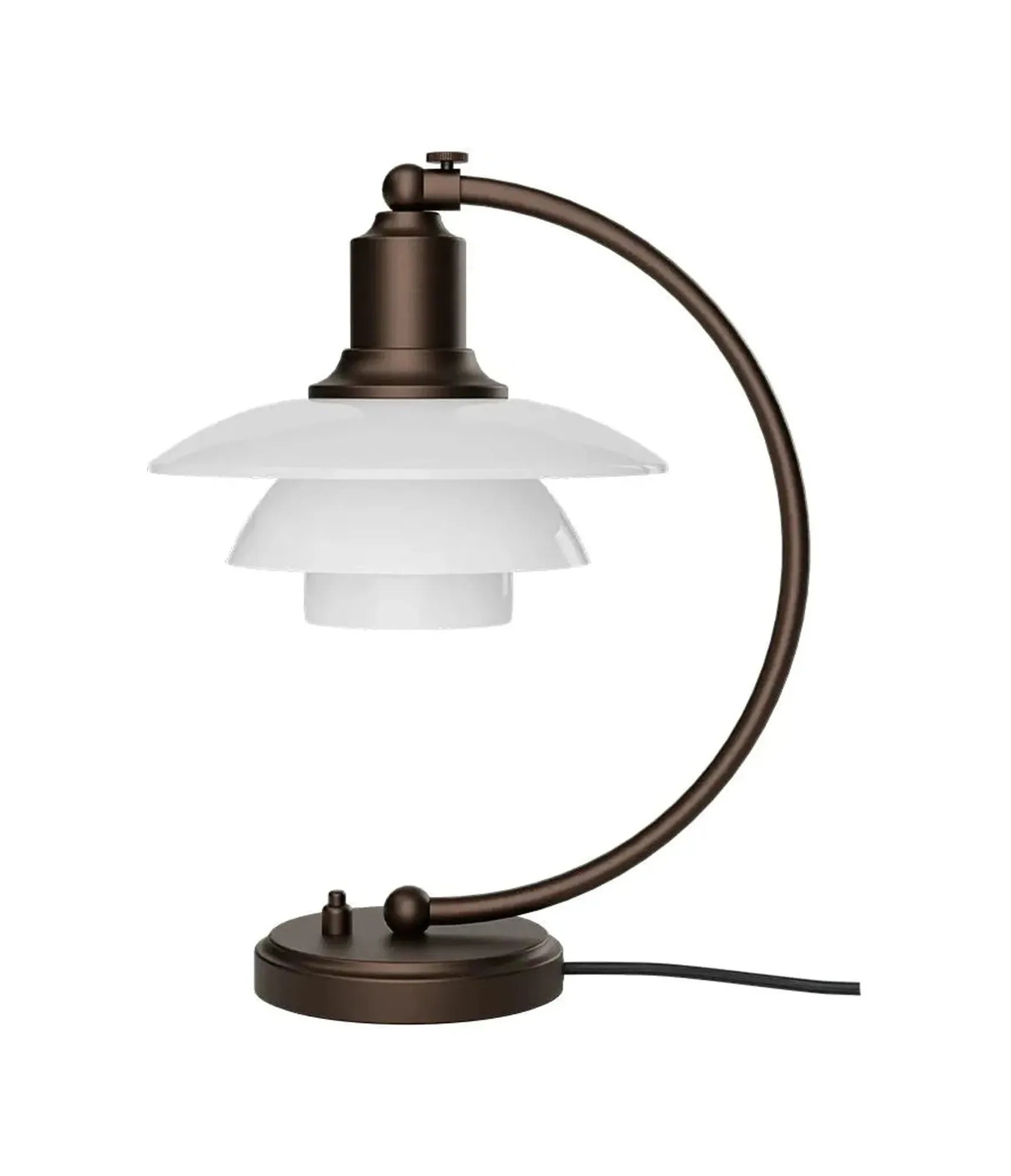 Louis Poulsen Ph 2/2 Luna Table Lamp, Aged Brass/Opal Glass