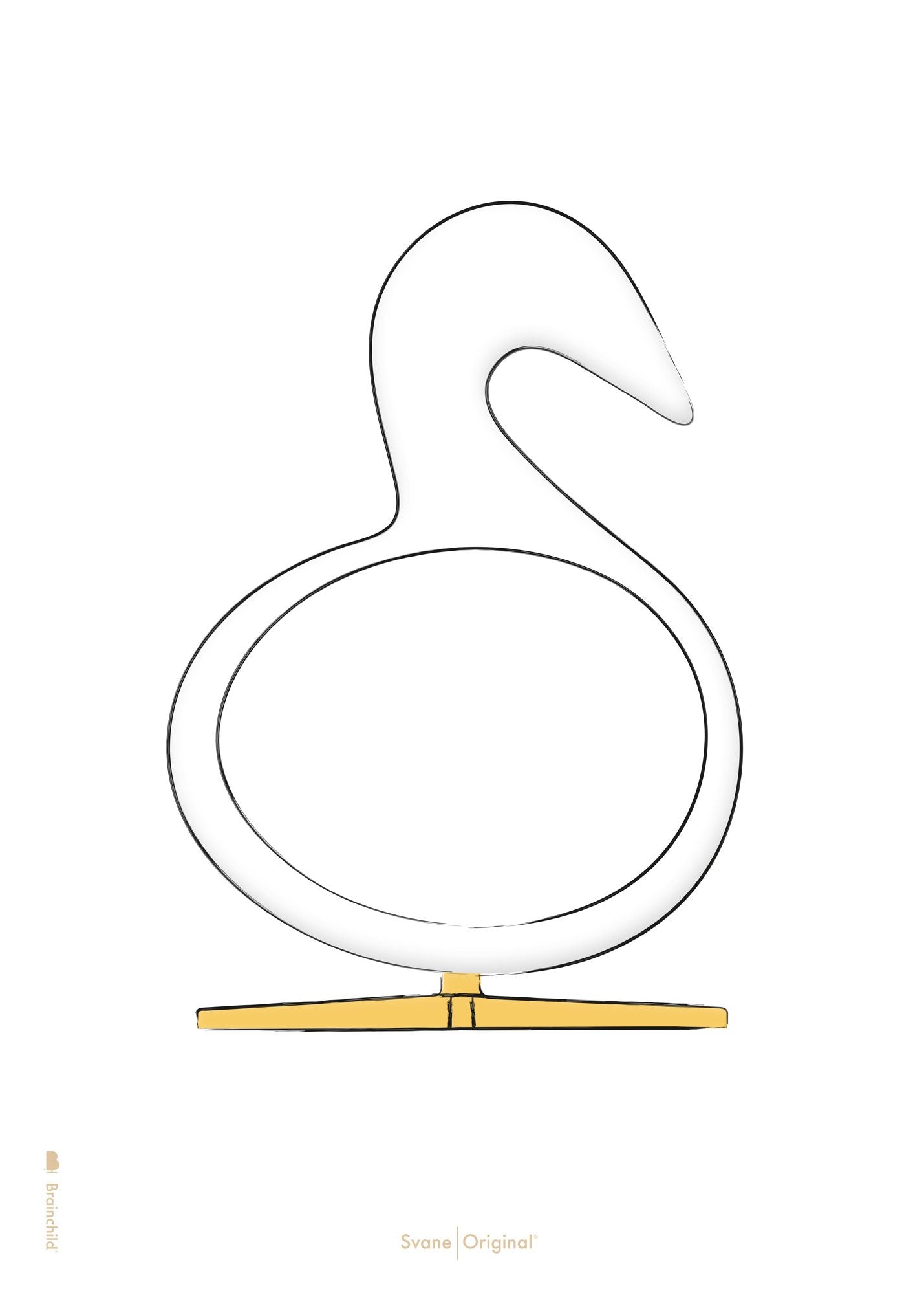 Brainchild Swan Design Sketch Plakat uden ramme 30x40 cm, hvid baggrund