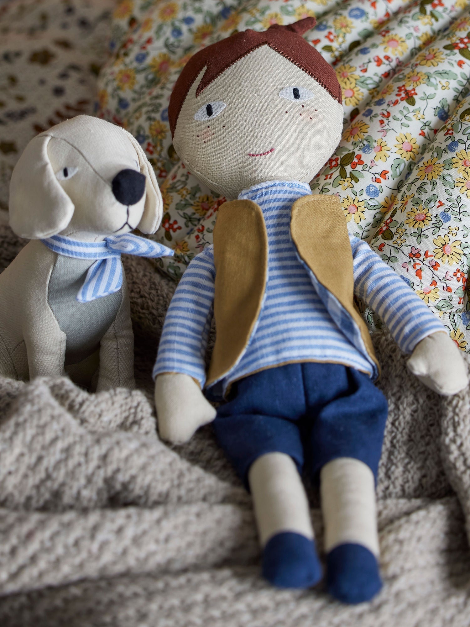 Bloomingville Mini Hilbert Doll, azul, linho