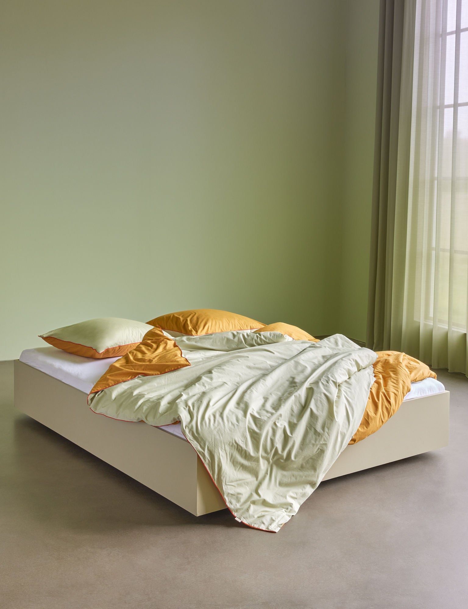 Hübsch Aki Bed Linned 60/220 Orange/Green