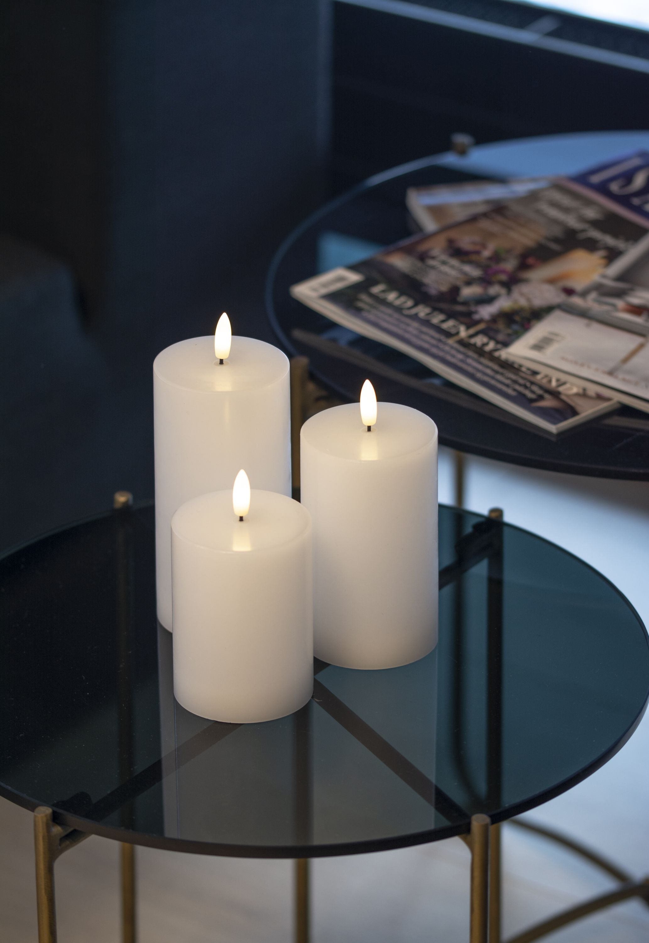 Sirius Sille Rechargeable Led Candle 3 Pcs. ø7,5x H10/12,5/15cm, White