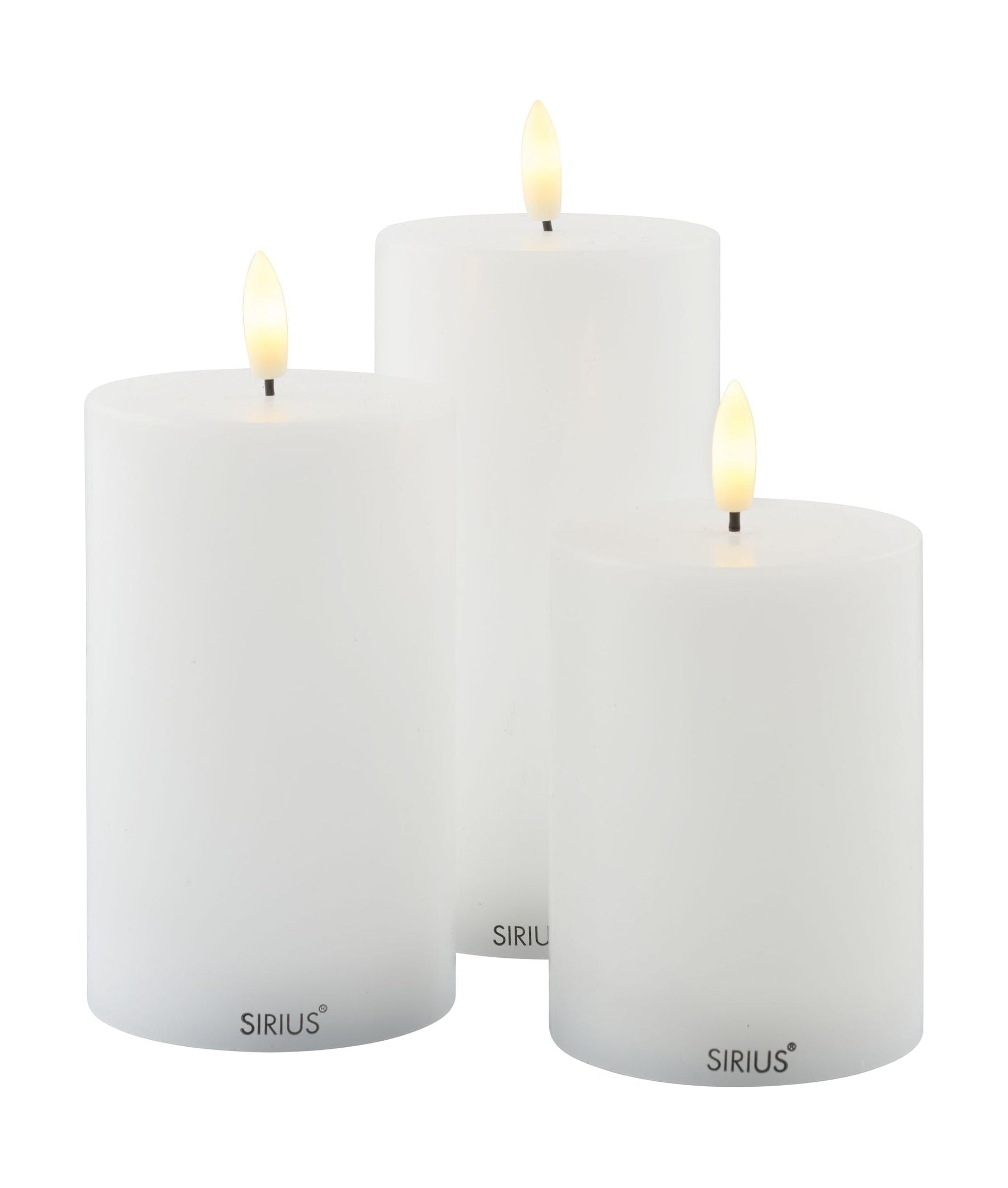 Sirius Sille Rechargeable Led Candle 3 Pcs. ø7,5x H10/12,5/15cm, White