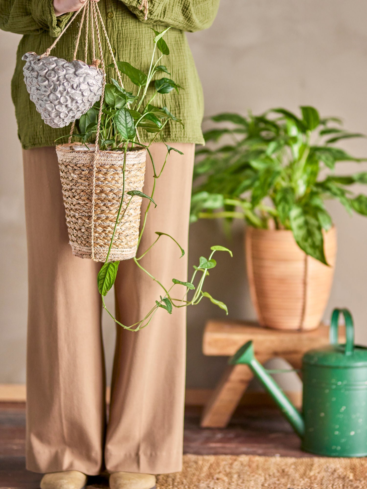 Colección creativa Alaz Flowerpot, Hanging, Nature, Stoneware