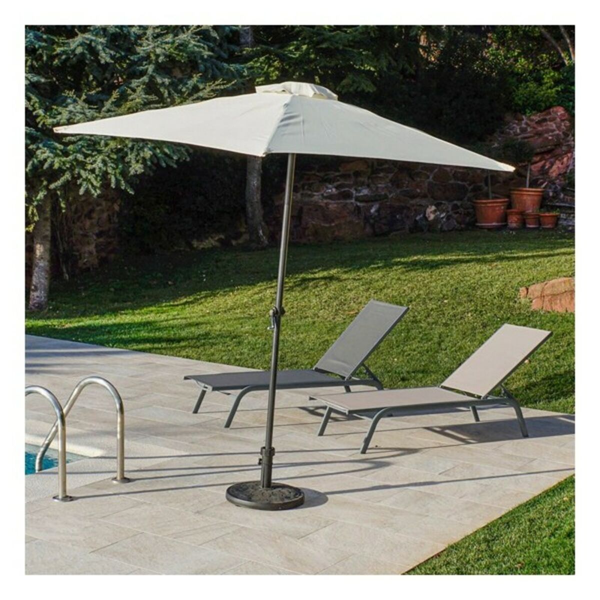 Sun-Lounger DKD Home Decor Rejling Dark Grey PVC Aluminium (191 X 58