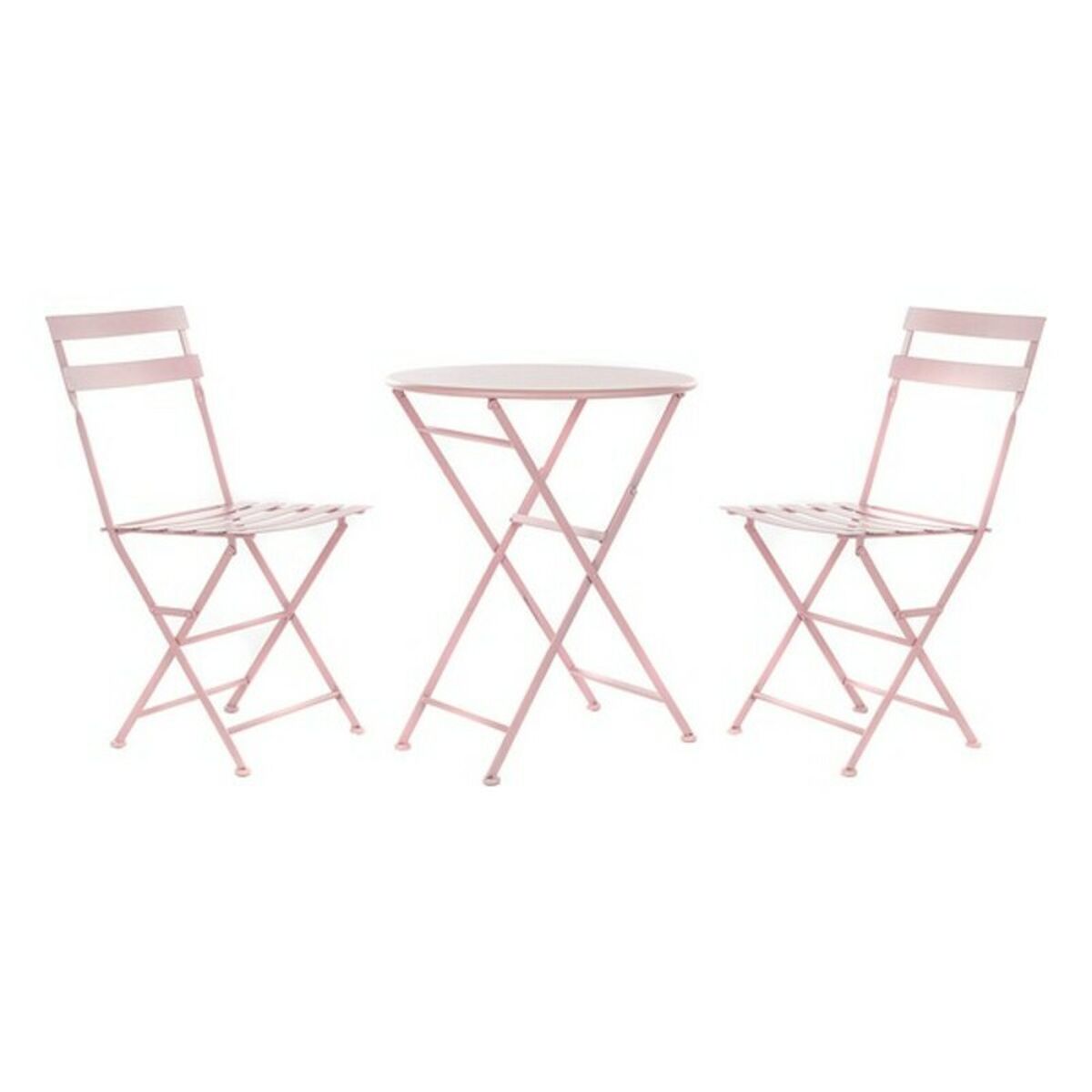 Mesa Conjunto com 2 cadeiras DKD Home Decor MB-177410 Rosa 60 x 60 x 75 cm