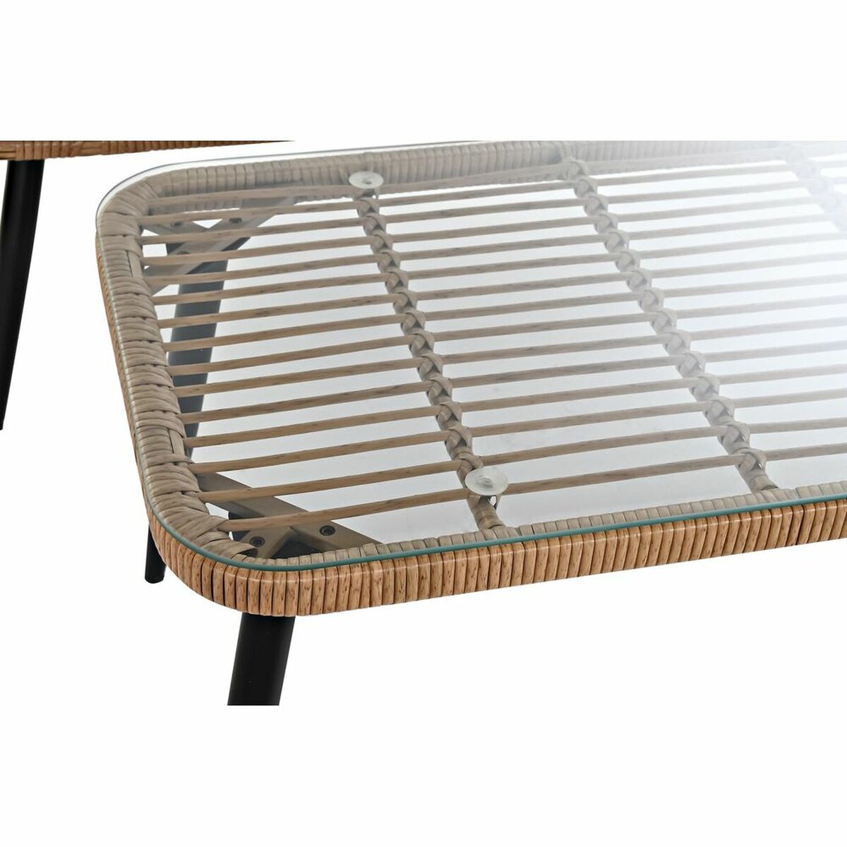 Tabel sæt med 3 lænestole DKD boligindretning krystal sort beige brun