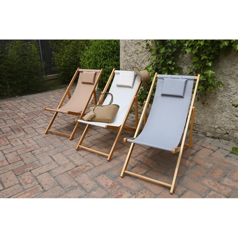 Decoración del hogar DKD Sun Lounger gris 77 cm 57,5 ​​x 113 x 77 cm Natural (57,5