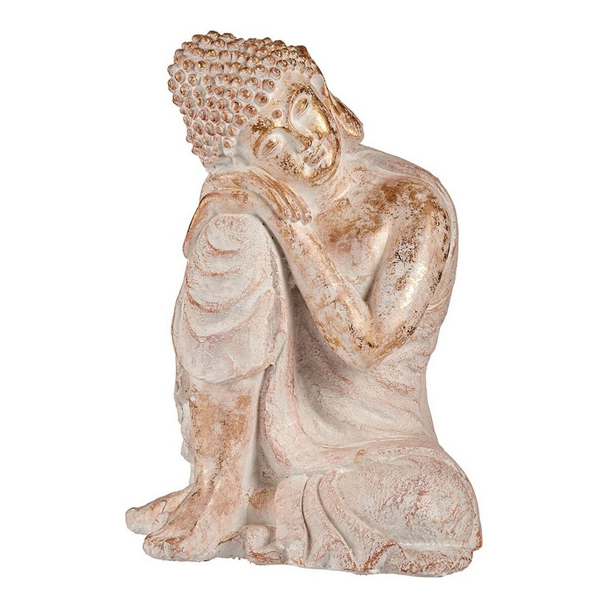 Figura de jardín decorativo Buda White/Gold Polyresin (35,5 x 54,5 x 42