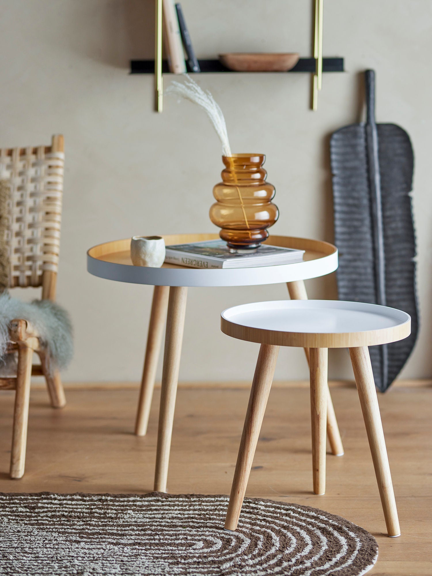 Table basse Bloomingville Cappuccino, blanc, bambou