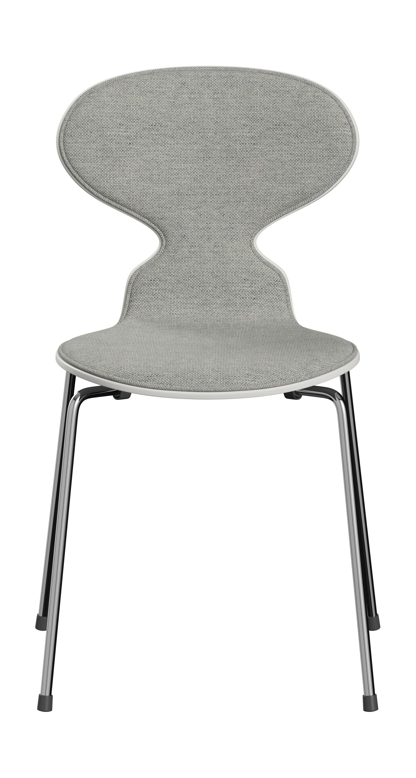 Fritz Hansen 3101 Chaise fourmi Front rembourrée, coquille: placage laqué blanc, rembourrage: Hallingdal Textile blanc / gris, base: acier / chrome