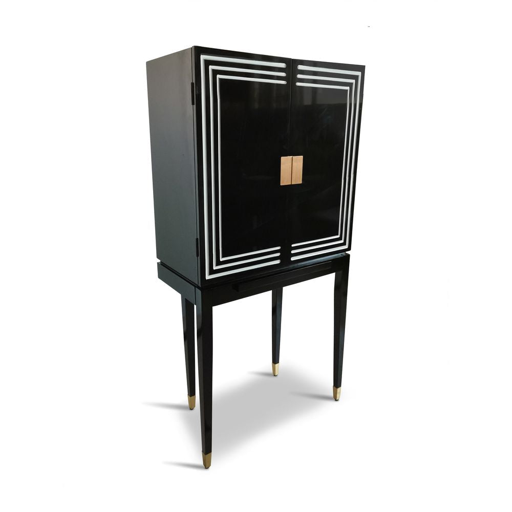 Modelos auténticos Art Deco Liqour gabinete en blanco y negro