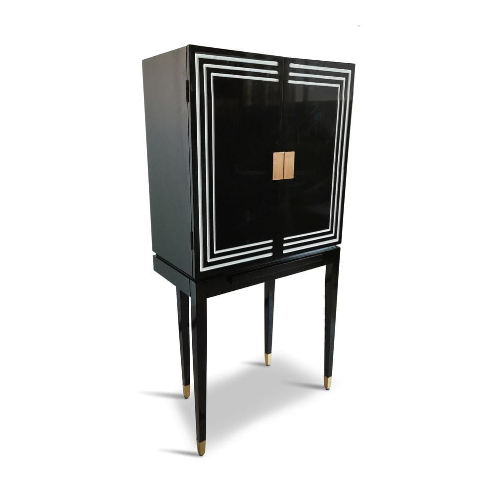 Authentic Models Art Deco Liqour Cabinet Black & White
