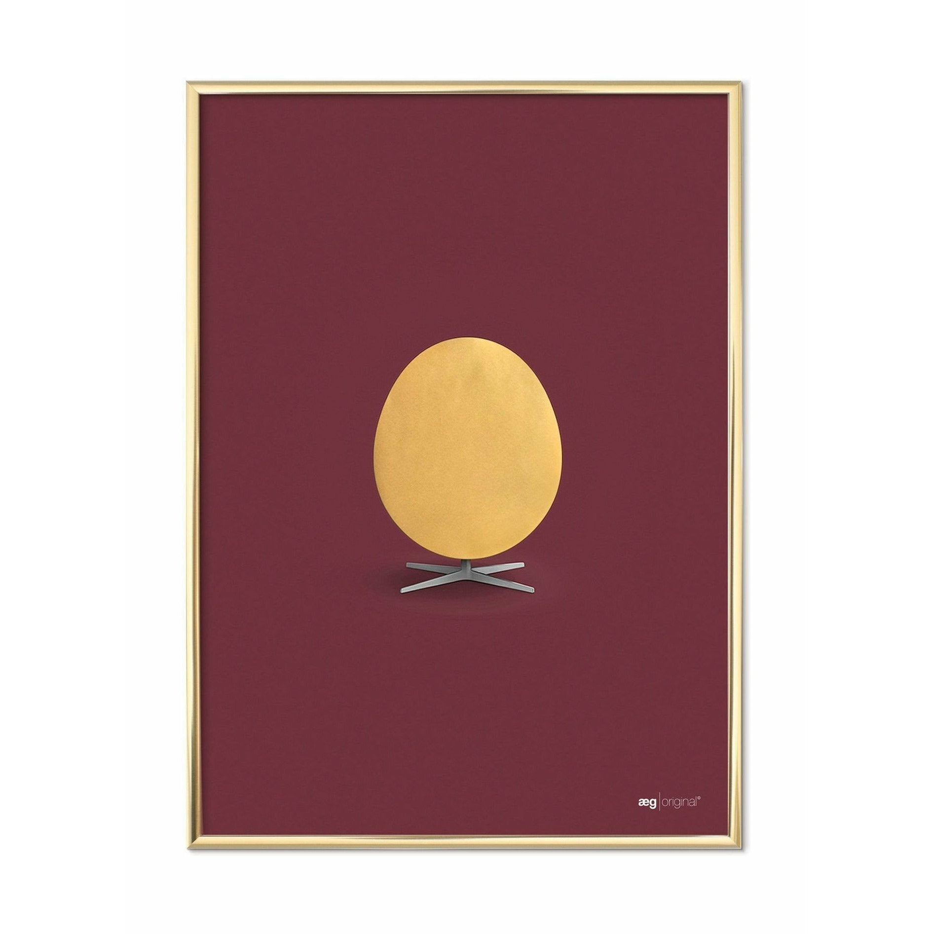 Brainchild Egg Poster, Brass Frame 50 X70 Cm, Gold/Bordeaux Background