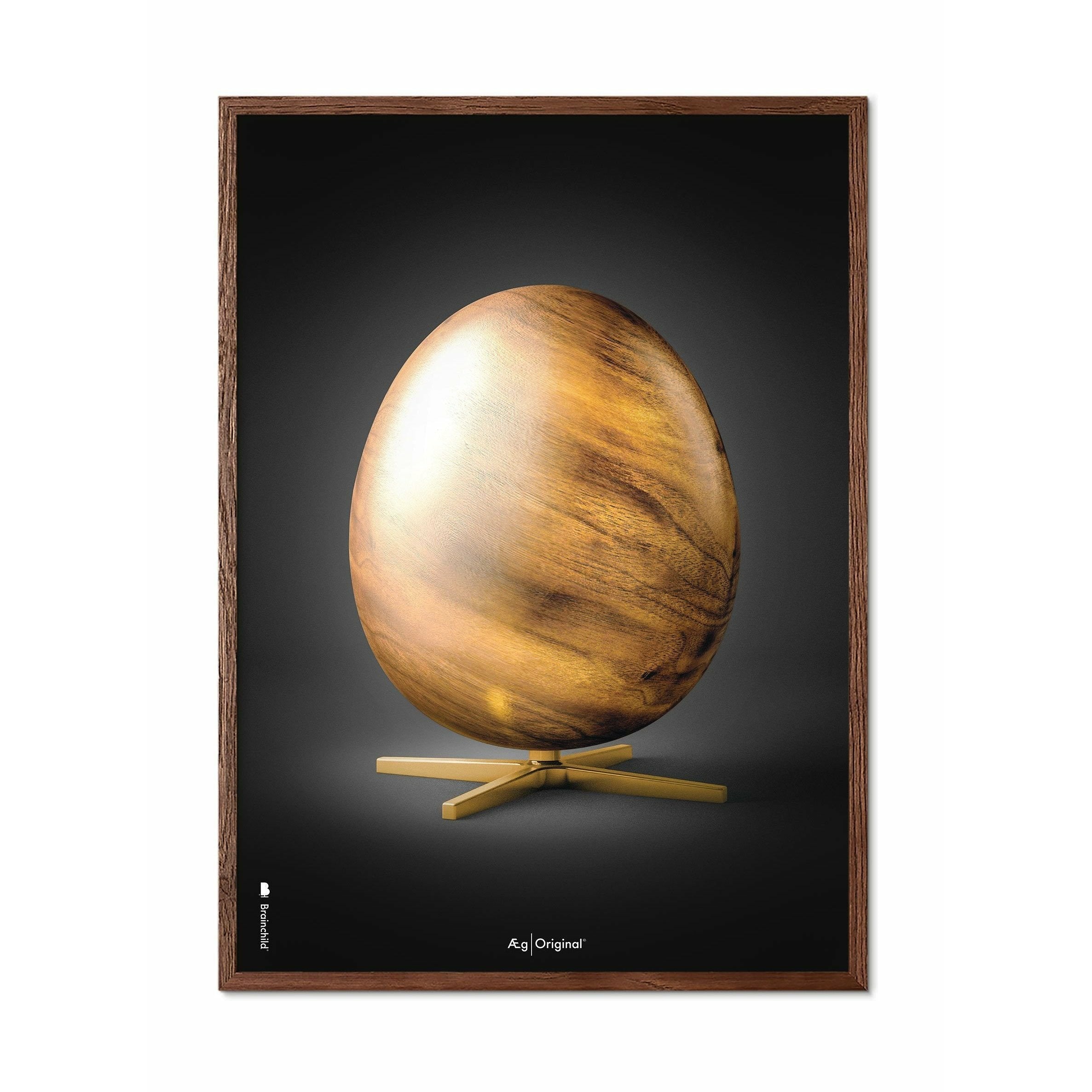 Brainchild Egg Figures Poster, Frame Made Of Dark Wood 50x70 Cm, Black