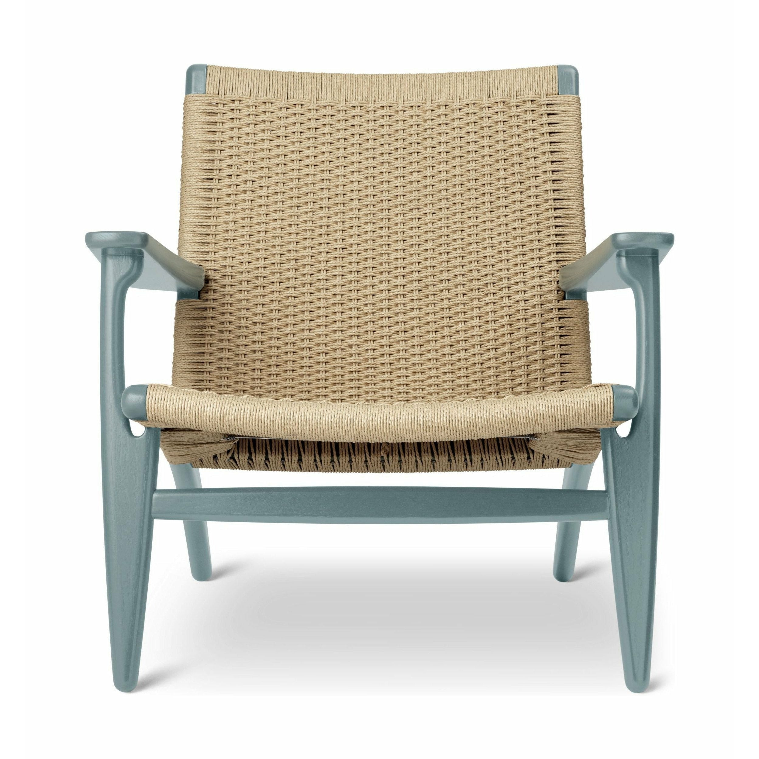 Carl Hansen Ch25 Lounge Chair Oak, Pewter Blue/Natural Woven