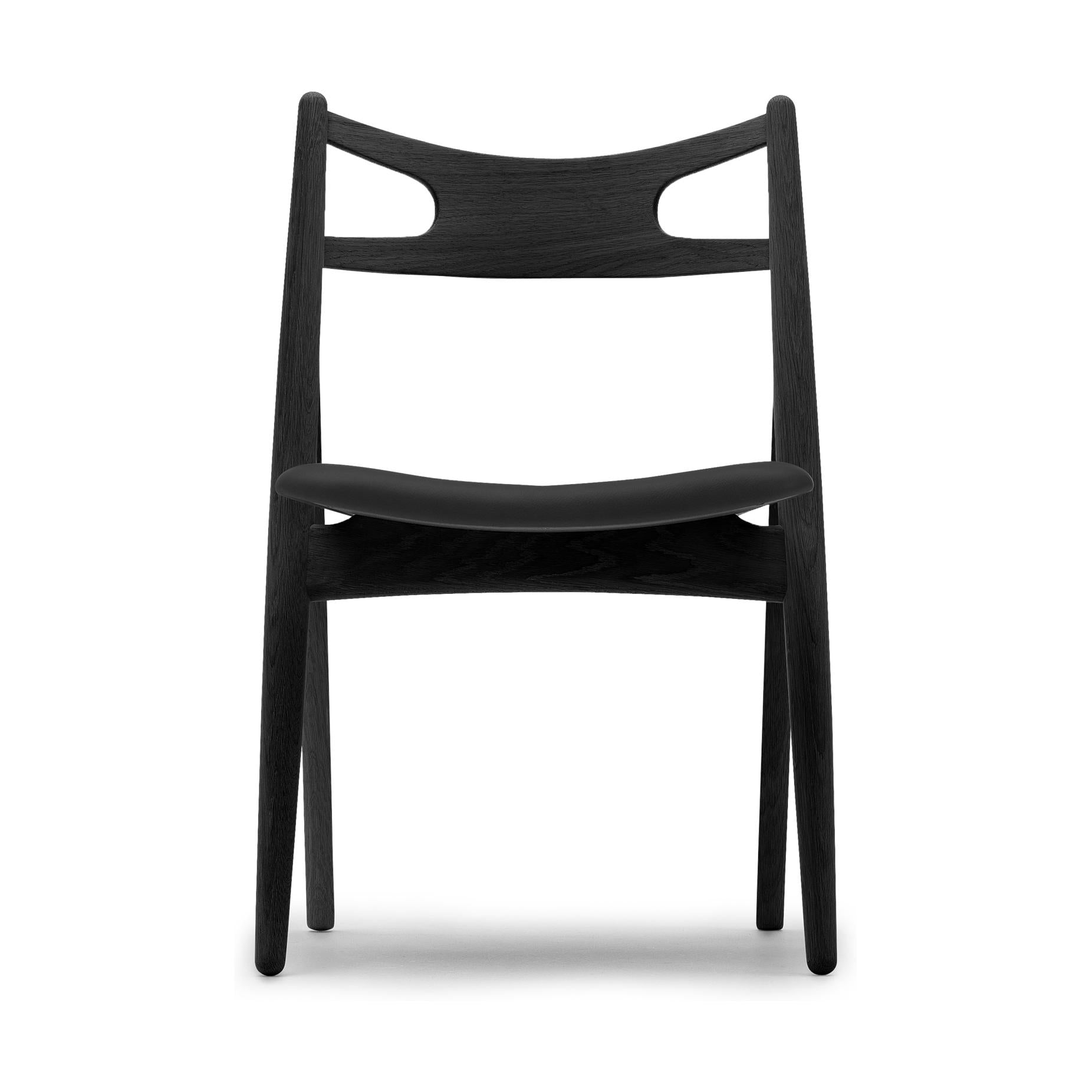 Carl Hansen CH29 P Sawbuckstol, svart ek/svart läder