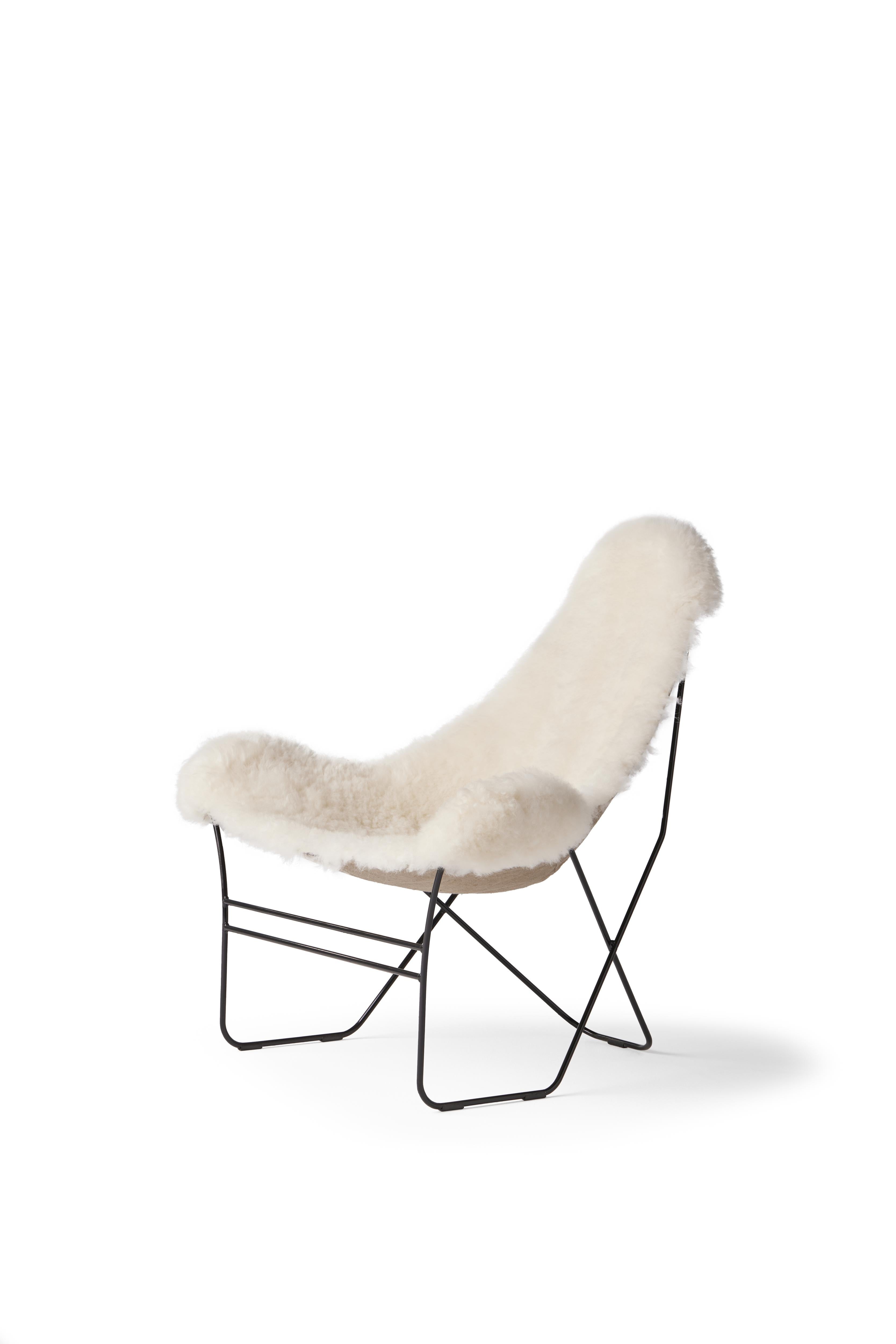 Cuero Valhalla -Sessel, schwarz/geschorenes Weiß