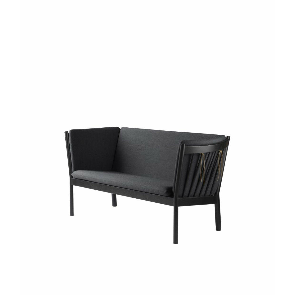 FDB Møbler J148 Zwei -Sitzer -Sofa Black Lack Eiche, dunkelgrauer Stoff