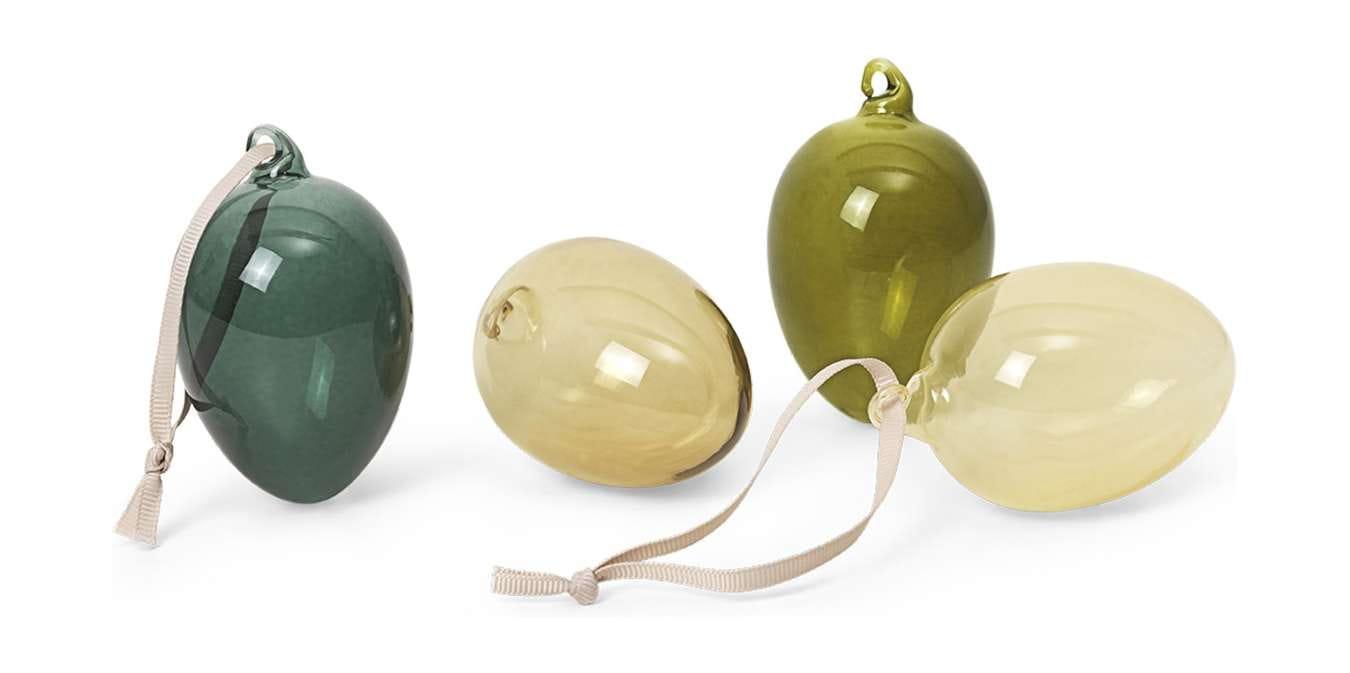 Ferm Living Oeufs de Pâques en verre, lot de 4, mixte foncé