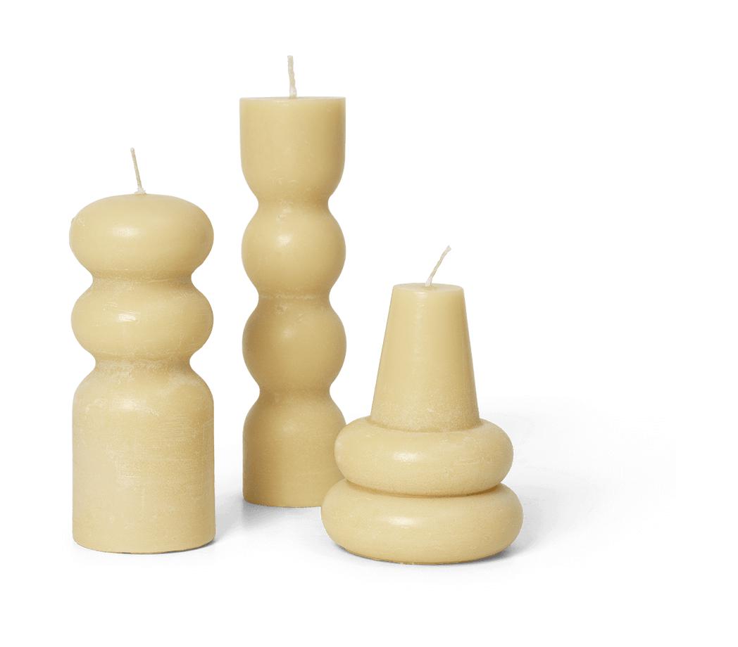 Ferm Living Torno Velas Conjunto de 3, Amarelo