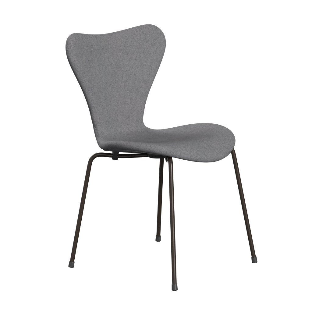Fritz Hansen 3107 chaise pleine d'ameublement, bronze brun / divina melange stone gris