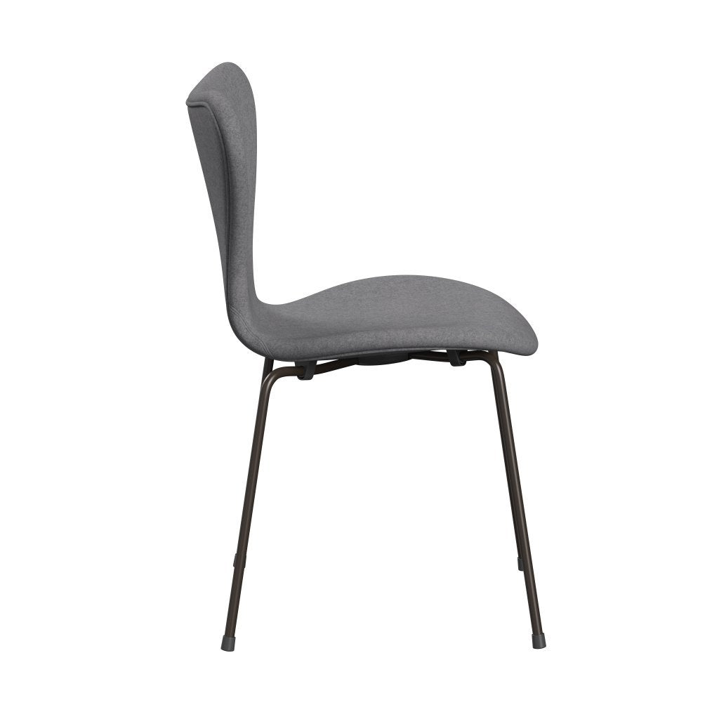 Fritz Hansen 3107 Chair Full Upholstery, Brown Bronze/Divina Melange Stone Grey