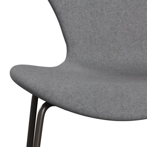 Fritz Hansen 3107 Chair Full Upholstery, Brown Bronze/Divina Melange Stone Grey